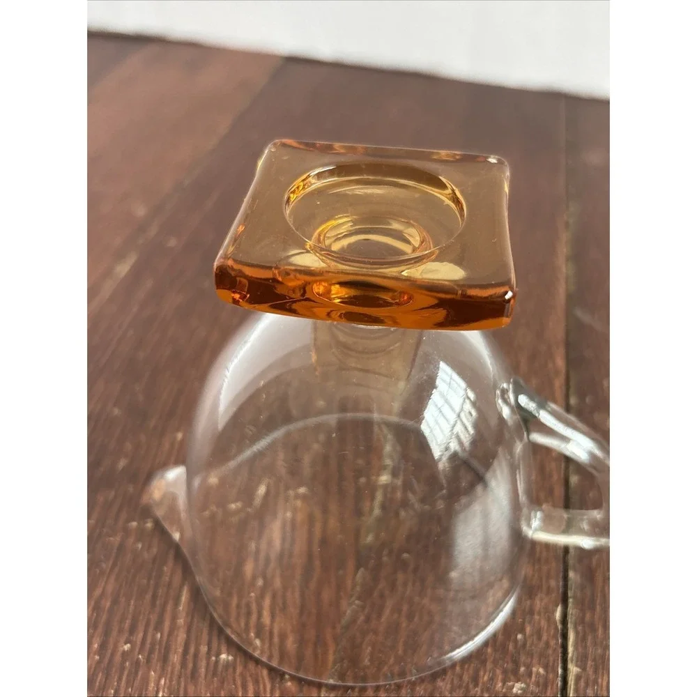 Fostoria‎ 4020 Glass Creamer Square Apricot Peach Pedestal Base